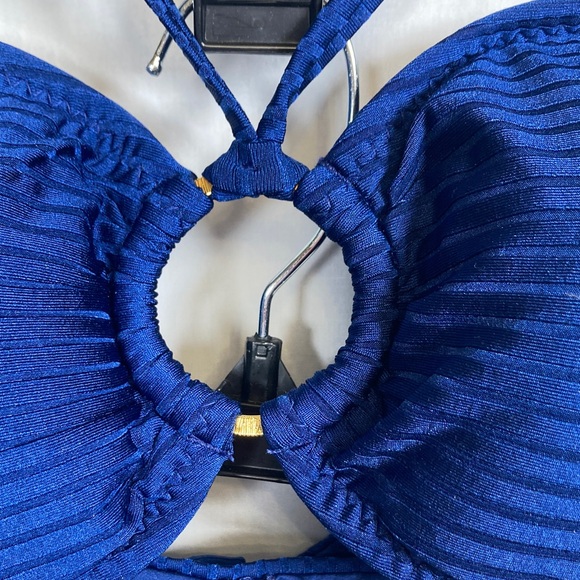 🎄Trina Turk Olympia Ring Ribbed Bandeau Bikini Top & Bottom in Ink Blue Sz 12 - Picture 3 of 13